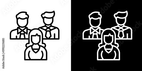 Team Management Icon Of Line Black And White Style Vector Illustrationn