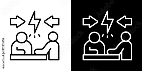 Conflict Resolution Icon Of Line Black And White Style Vector Illustrationn