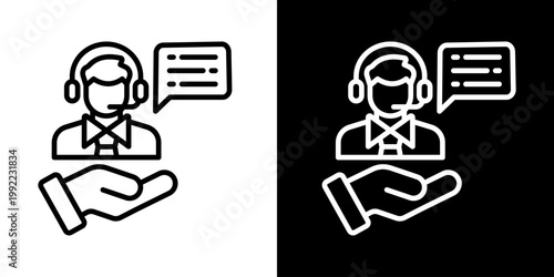 Employee Assistance Icon Of Line Black And White Style Vector Illustrationn