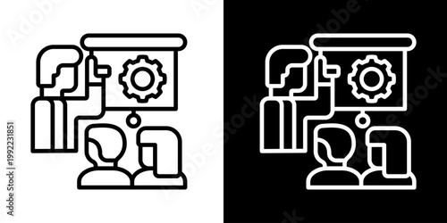 Support Training Icon Of Line Black And White Style Vector Illustrationn