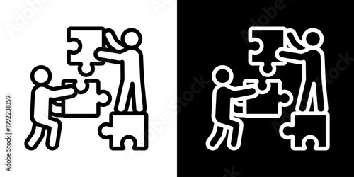 Team Building Icon Of Line Black And White Style Vector Illustrationn