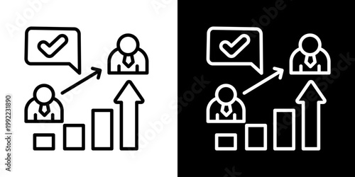 Team Escalation Icon Of Line Black And White Style Vector Illustrationn