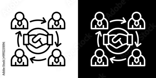 Collaboration Icon Of Line Black And White Style Vector Illustrationn