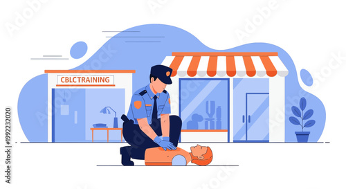 Police Officer Performs CPR on Man Outside Training Center