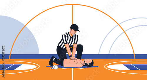 Referee Performs CPR on Athlete on Basketball Court