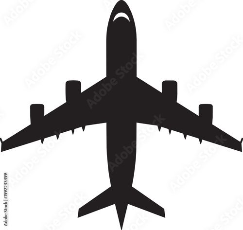 Airplane icon Silhouette Black Vector