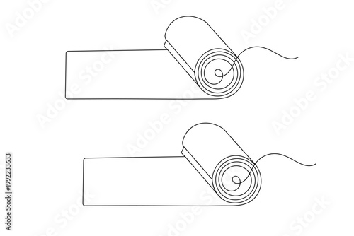 Yoga mat in a continuous one-line art style for fitness and wellness design
