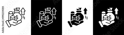 Business Revenue Icon Of Line Black And White Style Vector Illustrationn