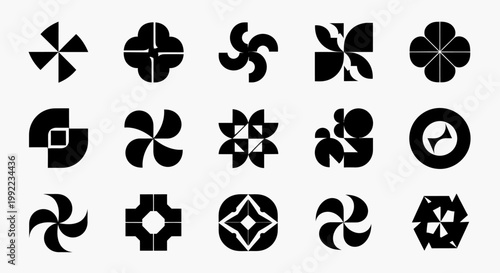 Collection of black geometric shapes icons.