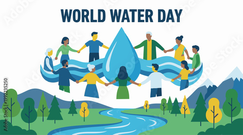 Принти на полотні World Water Day: Diverse people unite for global water conservation