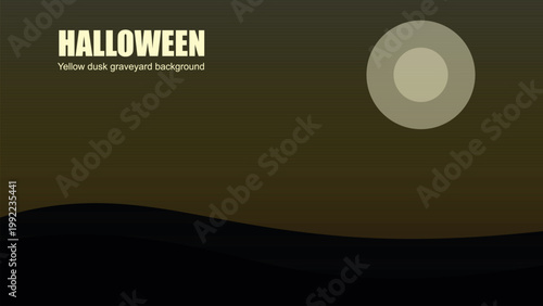 Spooky halloween night with a full moon in a graveyard Vector