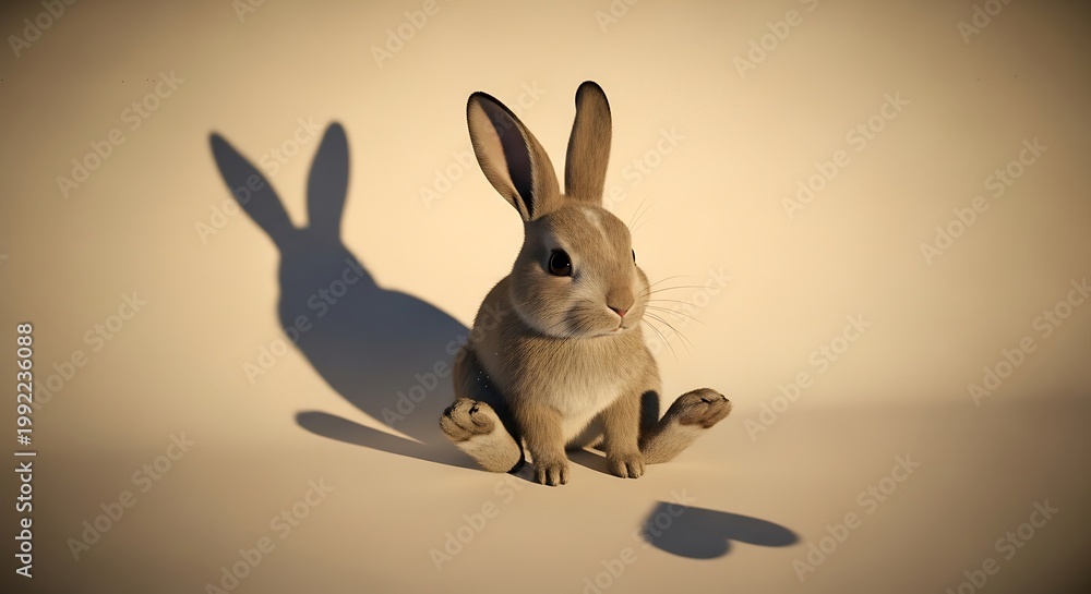 Fototapeta premium Cute rabbit figurine with shadow.
