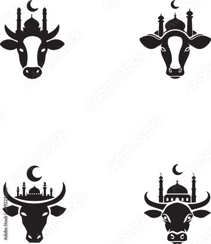 Cow head design with intricate floral patterns and cultural artistic vector on white background