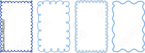 Frames set asymmetry curves line shell-work border shapes sinuous lines organic wavy simple scribble markers lines playful romantic whimsical decoration aristocratic design leisure mythology art print