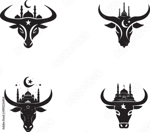 Cow head design with intricate floral patterns and cultural artistic vector on white background