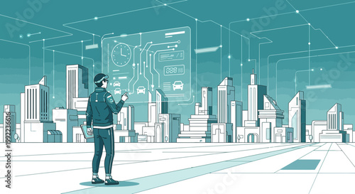 Futuristic augmented reality interface controlling autonomous vehicles in a smart city vision