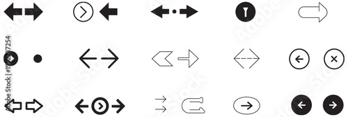 Versatile vector icon set featuring bidirectional arrows for navigation, expand/collapse, and interactive user interfaces.
