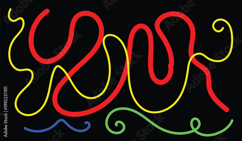 Colorful Flowing Lines on Black Background