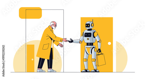 Future delivery service with robotic assistance providing innovative solutions and enhancing