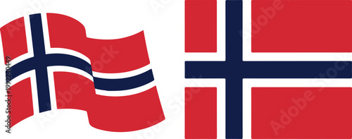Norway flag, national symbol of the kingdom of norway