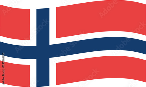 Flag of norway waving isolated on white background