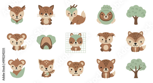 Cartoon brown bear face closeup.