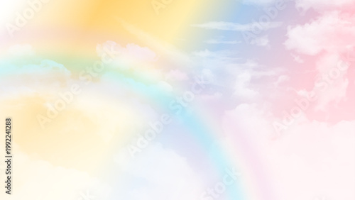 Beautiful pastel sky with fluffy white clouds for abstract backdrop