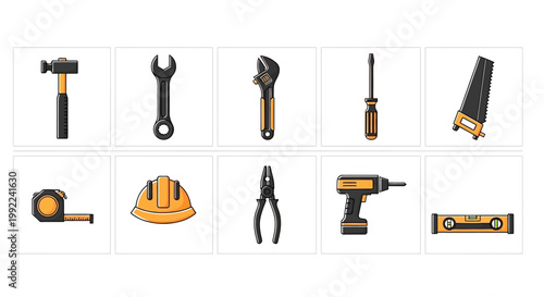 Collection of various construction tools.