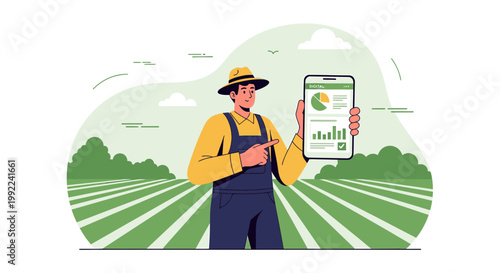 Farmer utilizing technology in agricultural management for optimal crop yields