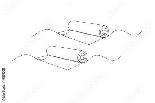 Yoga mat in a continuous one-line art style for fitness and wellness design
