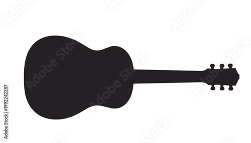 Acoustic guitar silhouette on white background for Cinco de Mayo  