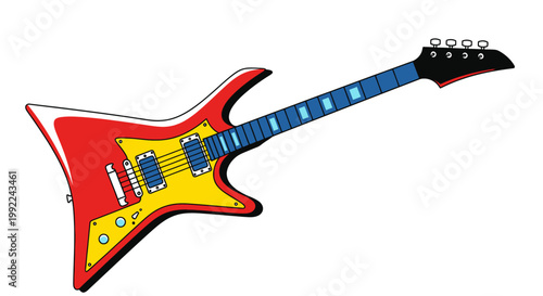 Red and Yellow Electric Guitar Instrument.