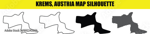 Krems austria map silhouette collection with clean outlines solid shapes and halftone designs for creative projects.