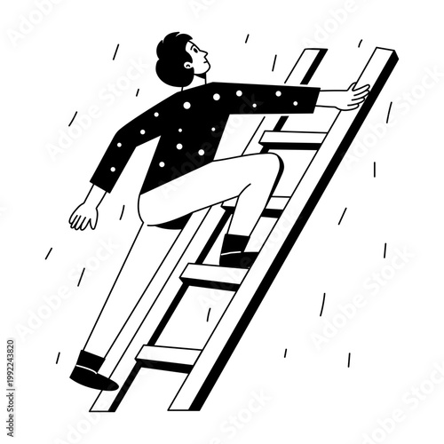 A hand drawn illustration showing a wet ladder 

