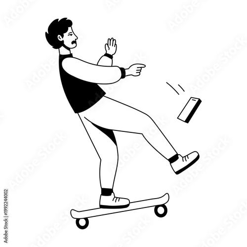 A hand drawn illustration showing a phone drop 
