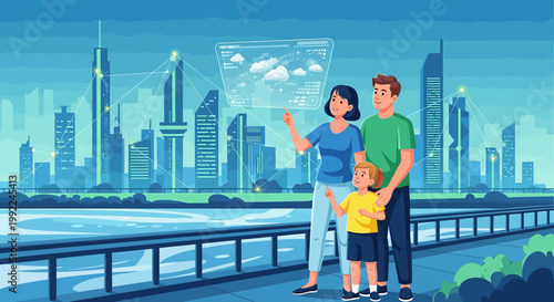 Family envisions future city with weather data interface for sustainable urban development