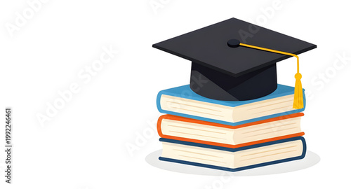 education icon, stack of books, graduation cap, academic symbol, learning concept, school books, knowledge icon, university symbol, college education, study materials, student icon, library books, edu