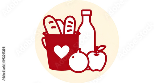 food donation, charity icon, help symbol, support icon, heart donation, aid bucket, community help, volunteer service, relief support, giving food, donation box, charity symbol, humanitarian aid, food