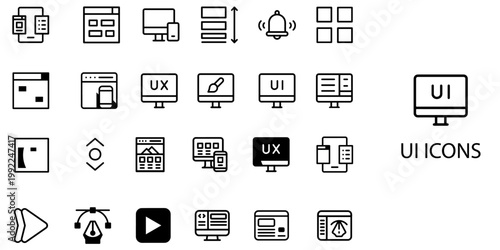 UI simple New concept 24 Black and White color icons set .Vector illustration.