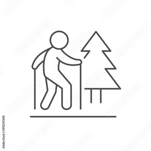 Nordic walking line outline icon