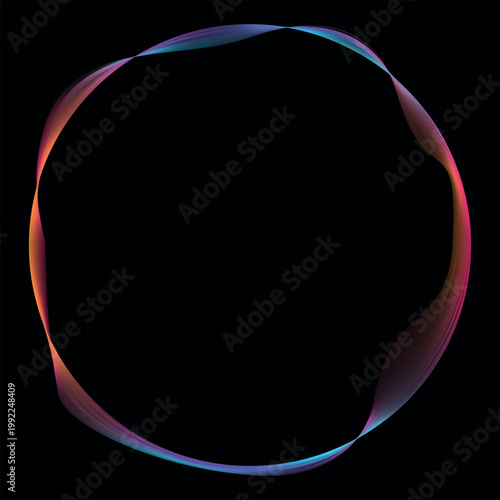 Abstract Circular Soundwave with Thin Gradient Linear Waves on Black.