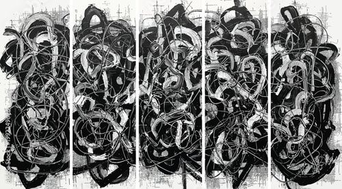 Obraz na płótnie Abstract black and white brush stroke painting