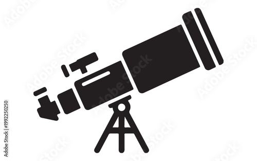 Astronomical Telescope Icon Set – Tripod Space Observation and Stargazing Symbols in Outline, Silhouette and Minimal Line Vector StylesWeb