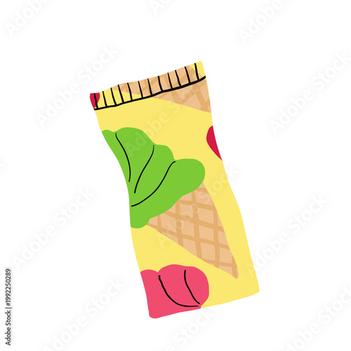 Ice cream in bright packaging. Vector illustration on a white background.