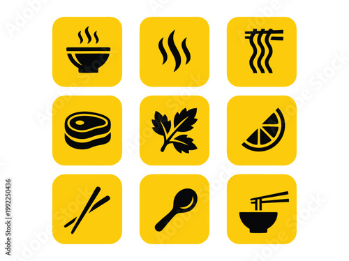 Collection of Asian Food Icons.
