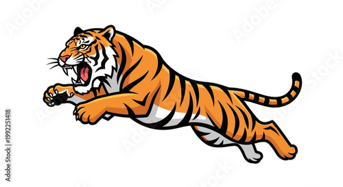 Tiger running with open mouth fast.