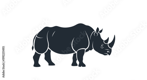 Black Rhino Side Profile View Animal.