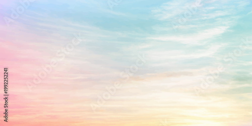 A beautiful summer landscape of the blue sky and clouds at sunset captures an abstract orange and red cloudscape as the golden sunlight fades into a peaceful evening atmosphere