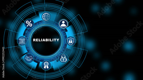 Tableau sur toile System reliability and digital performance monitoring concept with secure techno