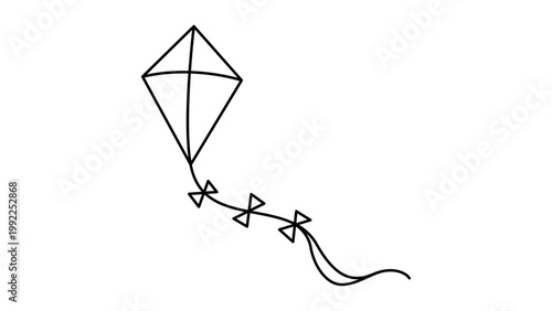 Tableau sur toile Minimalist Diamond Kite with Tail and Bows Editable Stroke Vector Icon